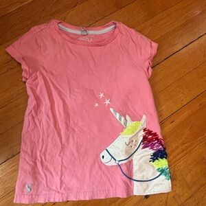 Joules Salmon Pink Short Sleeve Tee with Unicorn Size 6